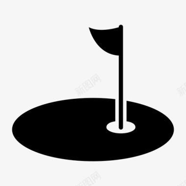 高尔夫球杆旗帜图标图标