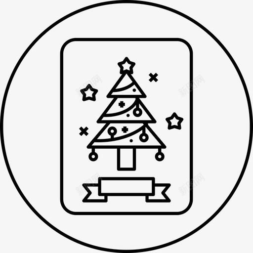 贺卡圣诞节问候语图标svg_新图网 https://ixintu.com 2017年新年圆线 圣诞节 松树 树 贺卡 问候语