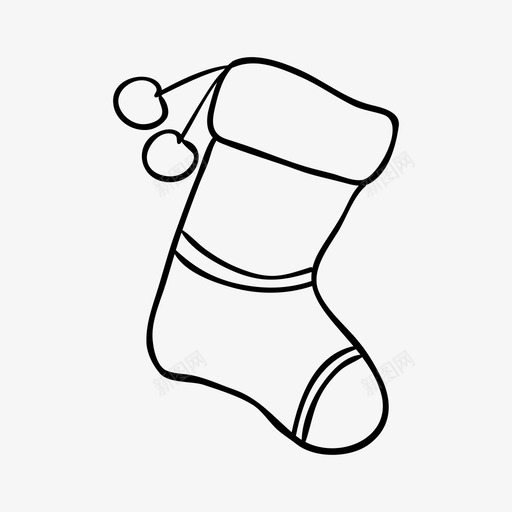 圣诞袜绒球袜子图标svg_新图网 https://ixintu.com 保暖的衣服 圣诞袜 绒球 袜子