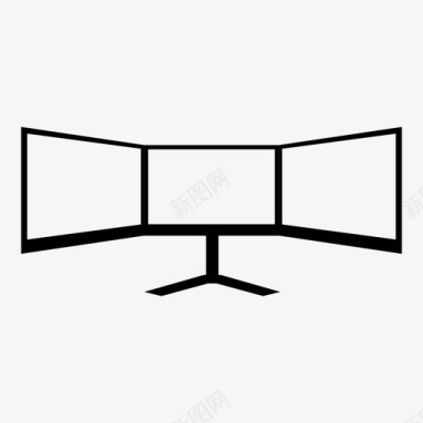 三重监视器计算机屏幕图标图标