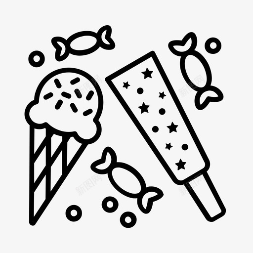 派对礼物生日礼物糖果图标svg_新图网 https://ixintu.com 冰淇淋筒 派对吹风机 派对礼物 生日礼物 糖果
