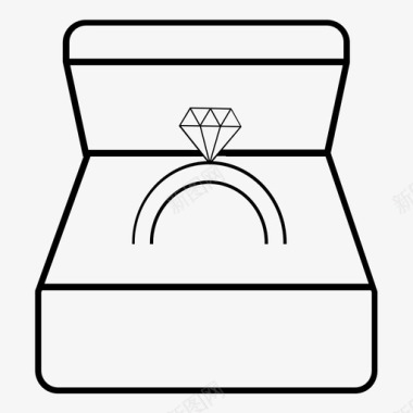 戒指盒钻石订婚图标图标