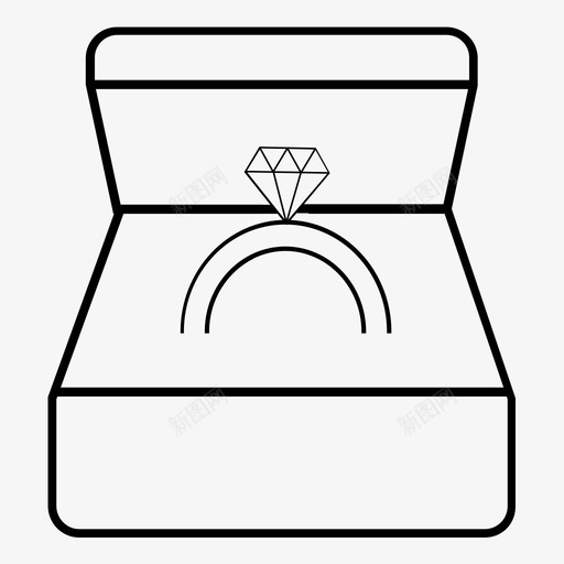 戒指盒钻石订婚图标svg_新图网 https://ixintu.com 婚礼 戒指盒 结婚 订婚 钻石