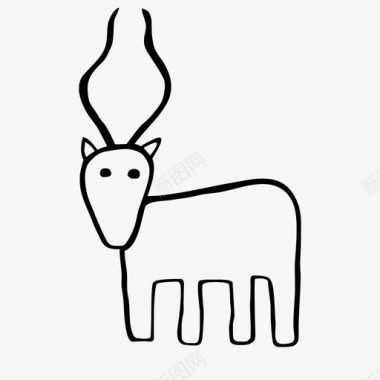 羚羊动物手绘图标图标