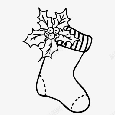 圣诞袜槲寄生袜子图标图标