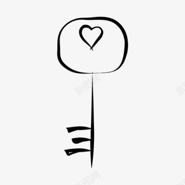 心形键手绘爱情图标图标