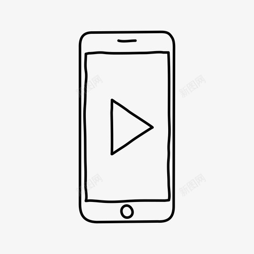 iphone播放按钮设备手绘图标svg_新图网 https://ixintu.com iphone播放按钮 屏幕 手绘 设备