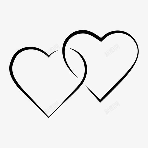 心形手绘爱情图标svg_新图网 https://ixintu.com 两颗心 心形 情人节 情人节手绘 手绘 爱情