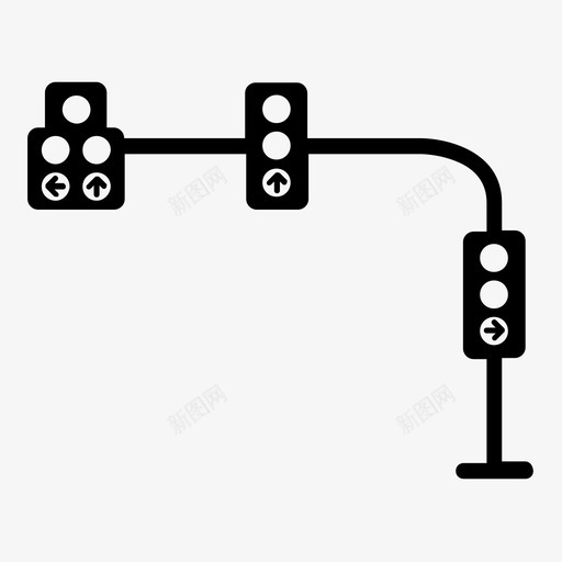 四向红绿灯左转右转图标svg_新图网 https://ixintu.com 交通灯 交通灯和标志 右转 四向红绿灯 左转 标志 红绿灯