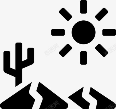 沙漠的阳光仙人掌炎热图标图标