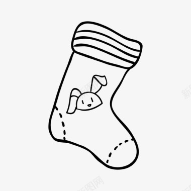 圣诞袜兔子袜子图标图标
