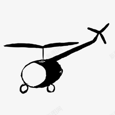 直升机飞行手绘图标图标