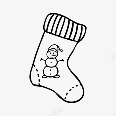 圣诞袜雪人袜子图标图标