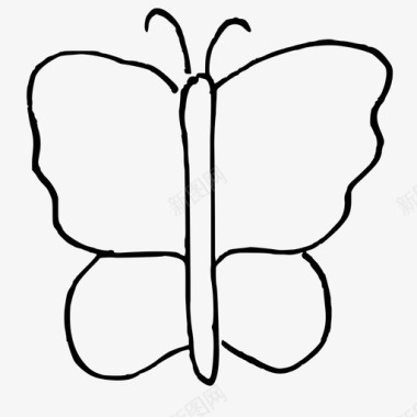 蝴蝶飞翔手绘图标图标