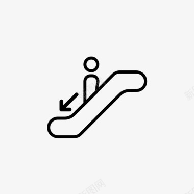 自动扶梯下降楼下机场标志图标图标