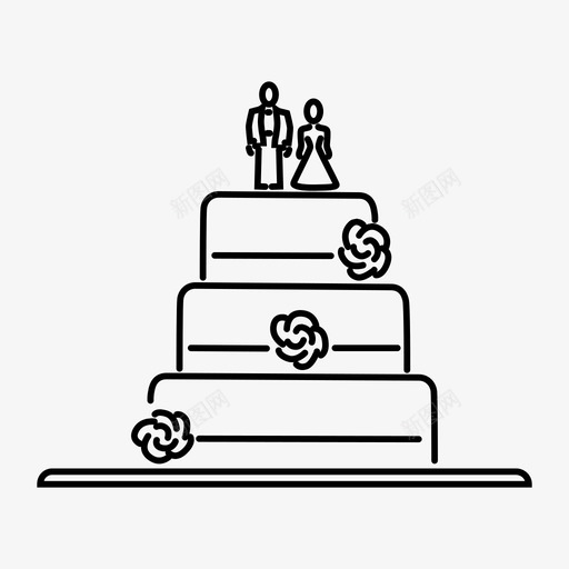 婚礼蛋糕食物婚姻图标svg_新图网 https://ixintu.com 婚姻 婚礼蛋糕 玫瑰花结 食物