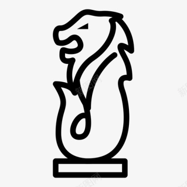 鱼尾狮喷泉纪念碑图标图标