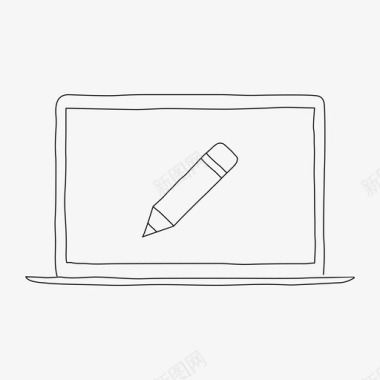 笔记本电脑编辑设备铅笔图标图标