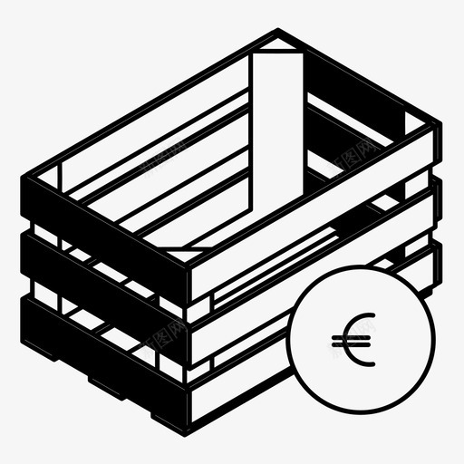 工具箱收银台板条箱图标svg_新图网 https://ixintu.com 交货 付款 工具箱 收银台 板条箱 欧元 箱子