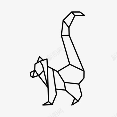 折纸浣熊动物狐猴图标图标