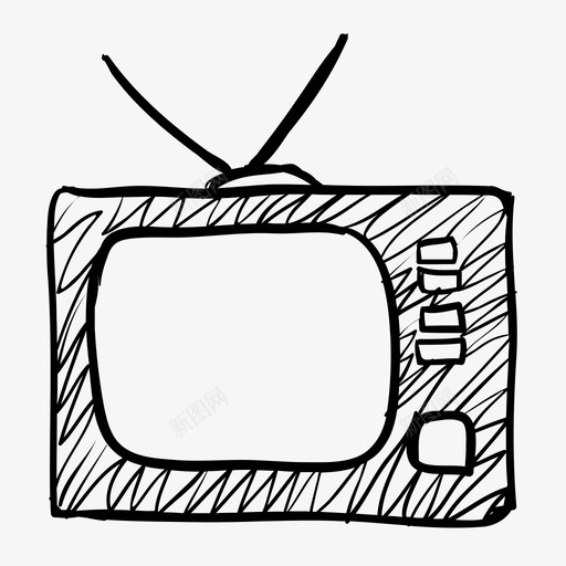 电视模拟黑白图标svg_新图网 https://ixintu.com 复古 媒体 手绘杂项 模拟 电视 黑白