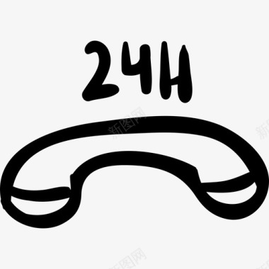 24小时商务电话商务手绘酒店图标图标