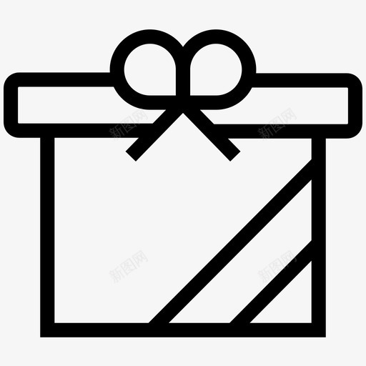 礼物盒子圆圈图标svg_新图网 https://ixintu.com 圆圈 圣诞线图标 盒子 礼品盒 礼物