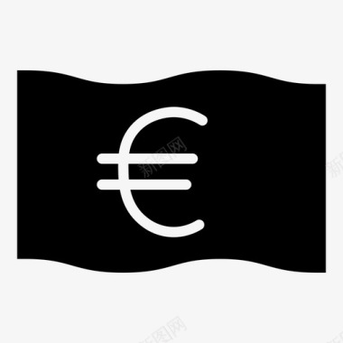 欧元长绿色货币图标图标