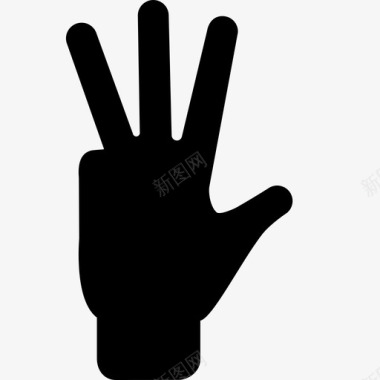 四个伸出的手指的轮廓手势手图标图标