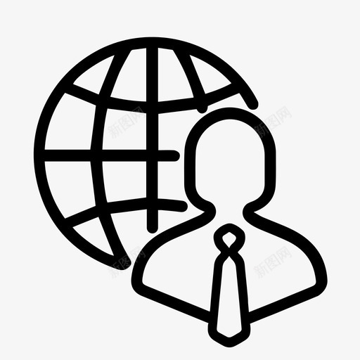 国际商务专业球体领带图标svg_新图网 https://ixintu.com 世界 商业图标套件 国际商务专业 工人 球体 领带