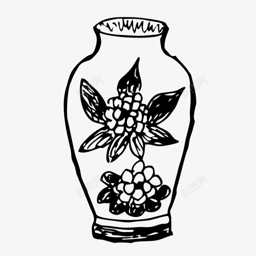 花瓶陶瓷装饰图标svg_新图网 https://ixintu.com 手绘 父母收藏 素描 花卉 花瓶 装饰 陶瓷