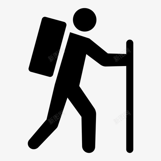 徒步旅行者背包旅行图标svg_新图网 https://ixintu.com 徒步旅行者 手杖 旅行 背包