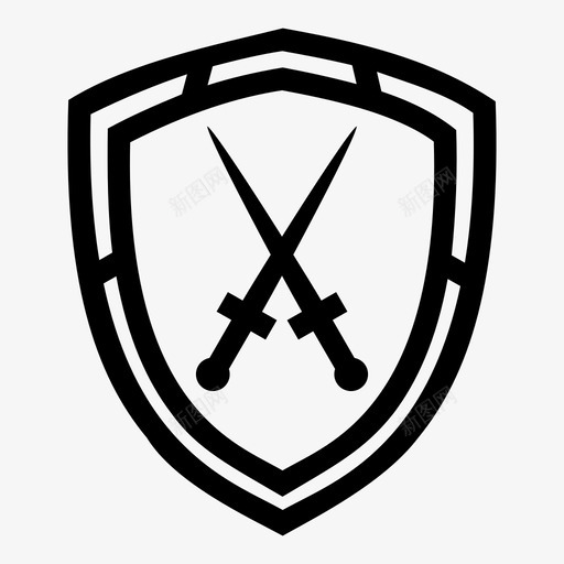 盾牌十字防御图标svg_新图网 https://ixintu.com 剑 十字 武器 盾牌 防御 骑士