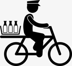 送货自行车送奶工自行车纸箱图标高清图片