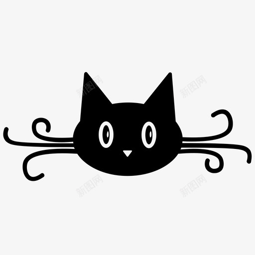 猫动物黑猫图标svg_新图网 https://ixintu.com 动物 小猫 猫 猫胡子 黑猫