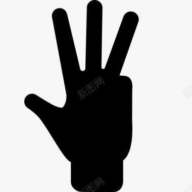 四个手指数手势手图标图标