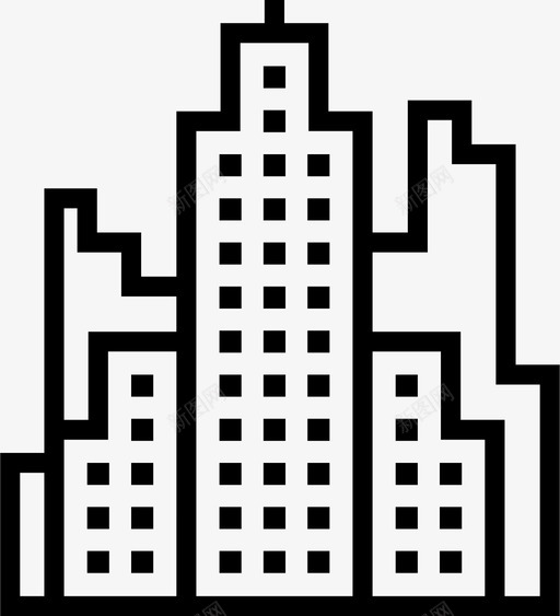 办公楼城市住宅图标svg_新图网 https://ixintu.com 住宅 办公和商业 办公楼 城市 塔楼 摩天大楼