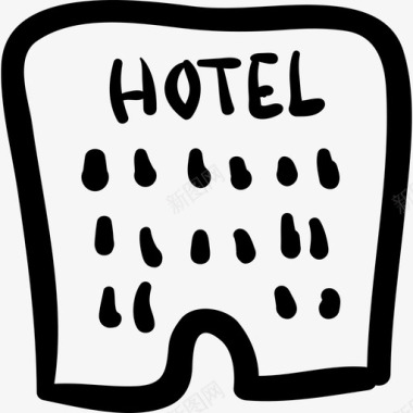 酒店商业建筑商务手绘酒店图标图标