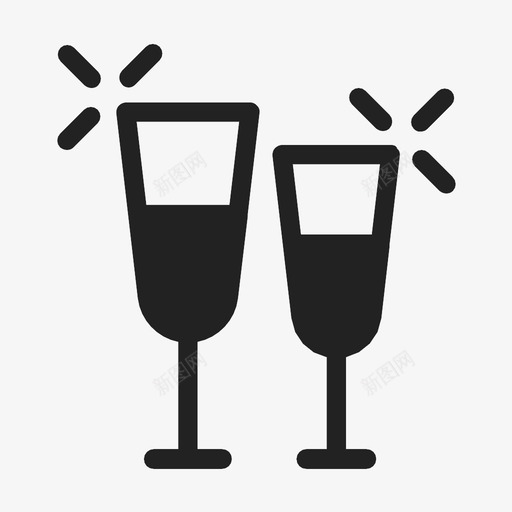 香槟庆祝杯子图标svg_新图网 https://ixintu.com 吐司 庆祝 杯子 玻璃杯 饮料 香槟
