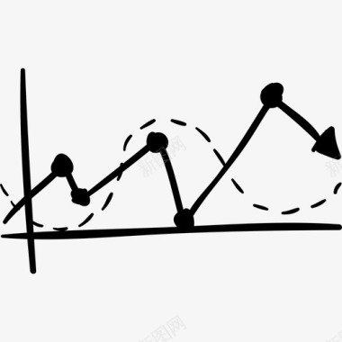 锯齿线统计图形商业社交媒体手绘图标图标