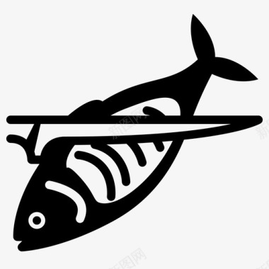 鱼片刀切割鱼图标图标