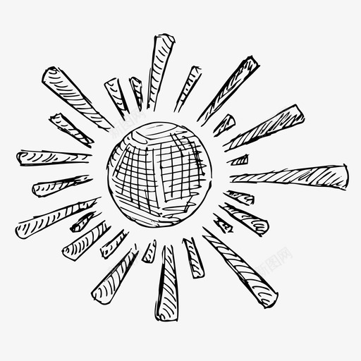 太阳手绘素描图标svg_新图网 https://ixintu.com 夏天 太阳 手绘 素描 阳光 黑太阳