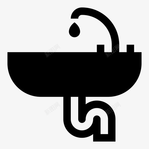 水槽水龙头浴室图标svg_新图网 https://ixintu.com 水槽 水龙头 浴室