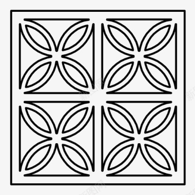 图案阿拉伯瓷砖中国几何图标图标