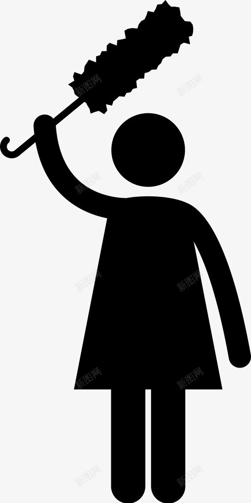 妇女与掸子清扫社区工作图标svg_新图网 https://ixintu.com 妇女与掸子 清扫 社区工作