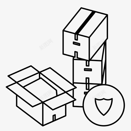 移动箱子交货订单安全图标svg_新图网 https://ixintu.com 交货 保护订单 安全储存 移动箱子 订单安全 运输