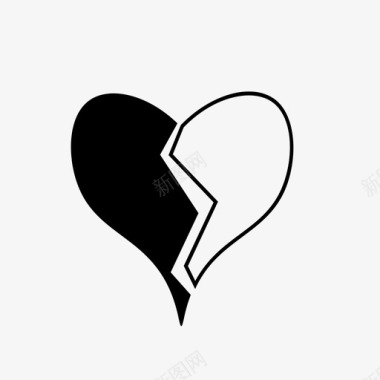 心碎黑白爱情图标图标