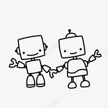 机器人角色情侣图标图标