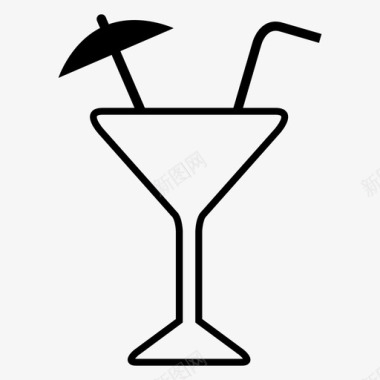 鸡尾酒酒精沙滩图标图标