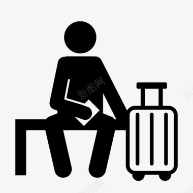 机场候机室行李护照图标图标